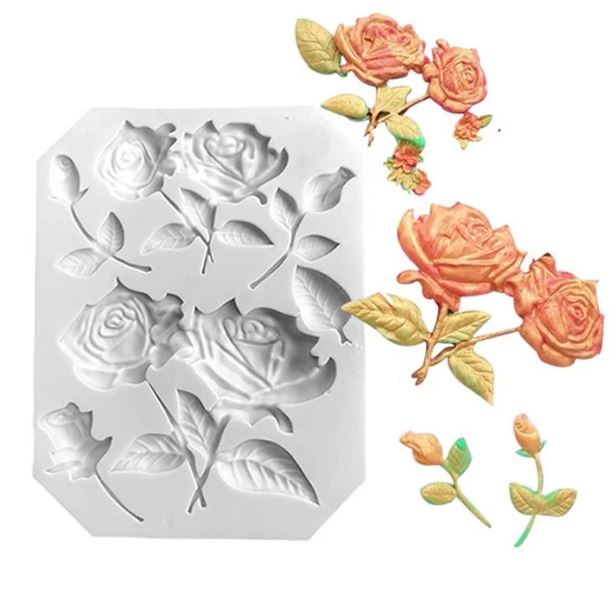 Roses On Stems Silicone Mold